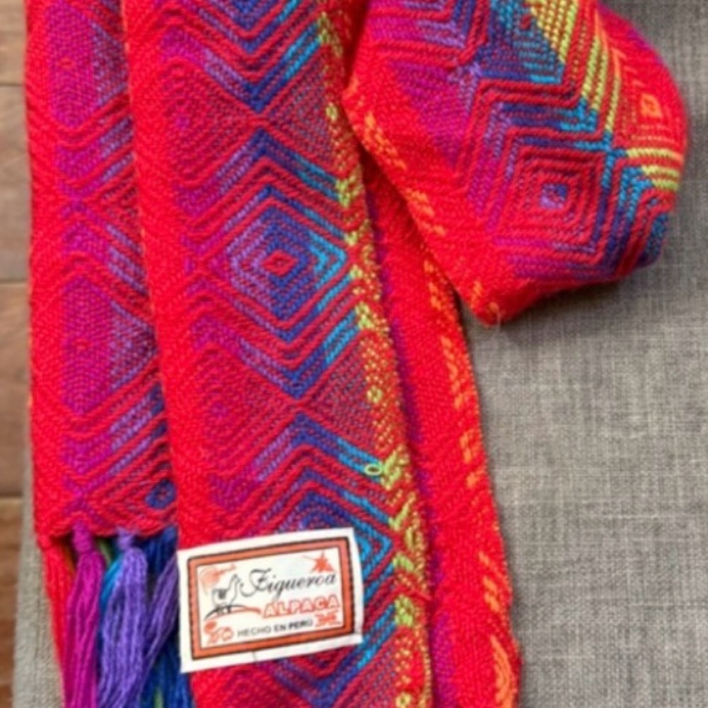 Vibrant Multicolor Fringe Alpaca Scarf - Picture 10 of 10